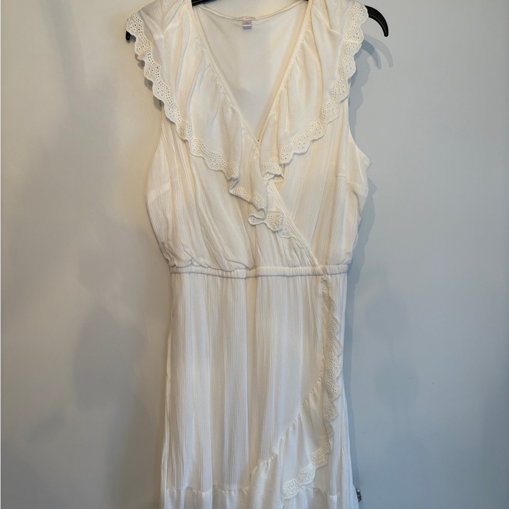 Cream Sleeveless Ruffle Dress